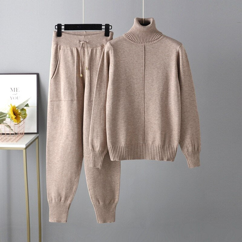 Casual Turtleneck 2 Piece Women's Sweater