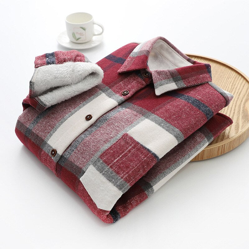 Retro Plaid Velvet Jacket For Women Red