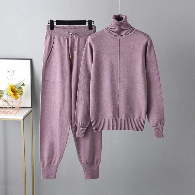 Casual Turtleneck 2 Piece Women's Sweater