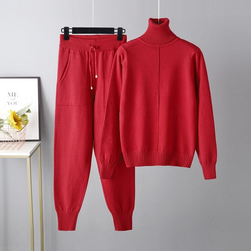 Casual Turtleneck 2 Piece Women's Sweater