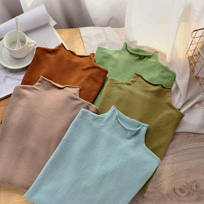 Mock Neck Basic Solid Long Sleeve Jumper For Women